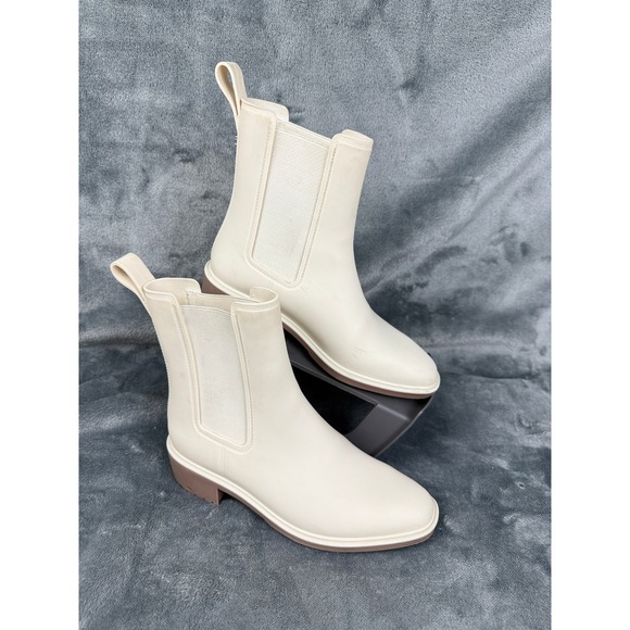 Sam Edelman Women's Cream Chelsea Ankle Rain Boots Size 6M Classic Cute - Picture 1 of 12